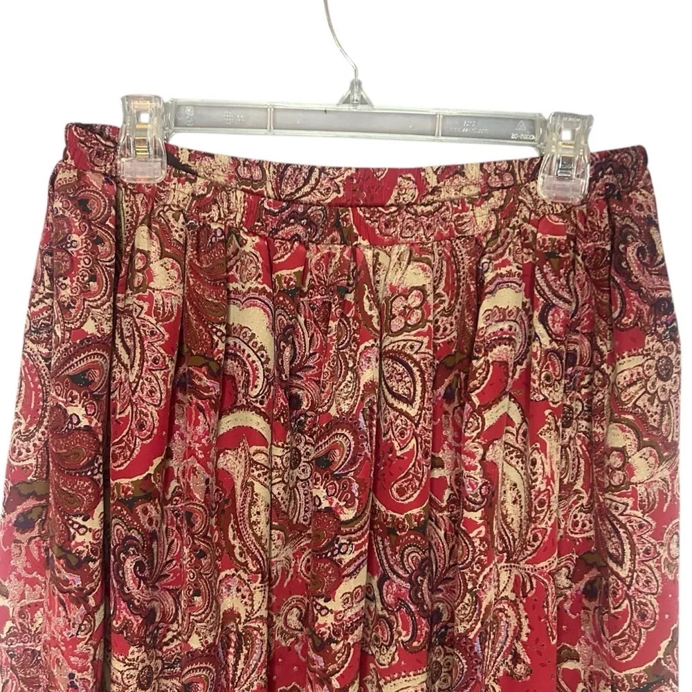 Leslie Fay Red Paisley Midi Skirt vintage polyester size 16 - Picture 3 of 9